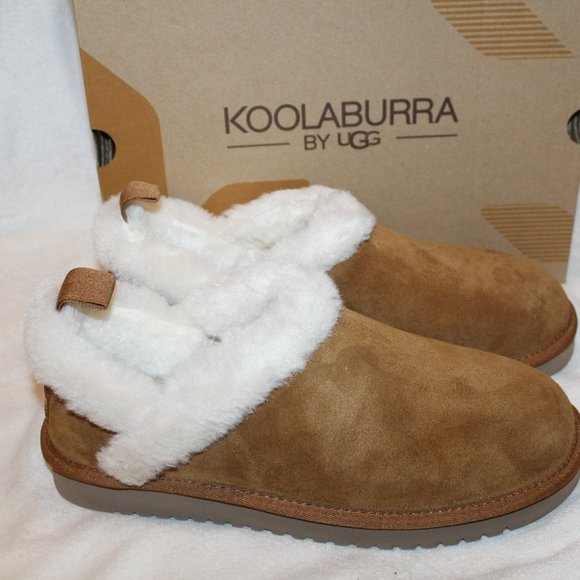NIB UGG‎ KOOLABURRA CHESTNUT SUEDE SLIP ON FUR LINED SLIPPERS SHOES - Picture 2 of 7